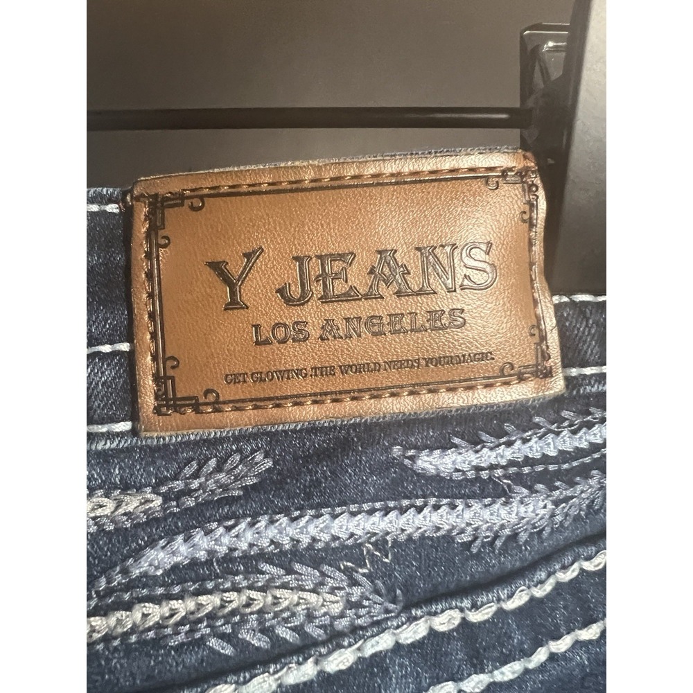 Y Jeans Los Angeles Womens 15 / 16 Flare Embellished Rhinestones Wings Studded - Picture 5 of 6